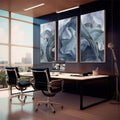 Quadro Decorativo Harmonia Abstrata: Luxo e Serenidade - quadros decorativos 1 Tela Vertical, 3 Telas - em sala moderna