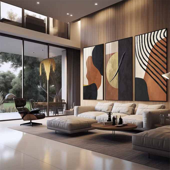 Quadro Decorativo: Luxo em Ouro e Ébano - Arte Rara - quadros decorativos para sala 1 Tela Vertical, 3 Telas - em quarto contemporaneo