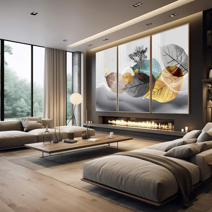 Quadro Decorativo Harmonia Natural: Pássaros e Entardecer - quadros decorativos para sala 1 Tela Vertical, 3 Telas - em quarto contemporaneo