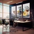 Quadro Decorativo Harmonia Natural: Pássaros e Entardecer - quadros decorativos para sala 1 Tela Vertical, 3 Telas - em living room premium