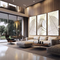 Quadro Decorativo Folhas de Ginkgo - Toque de Natureza Exclusivo - quadros decorativos para sala 1 Tela Vertical, 3 Telas - em quarto contemporaneo