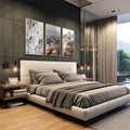 Quadro Decorativo Vista Outonal: Serenidade & Cores Vibrantes - quadros decorativos para sala 1 Tela Vertical, 3 Telas - em living room premium