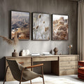 Quadro Decorativo Vista Outonal: Serenidade & Cores Vibrantes - quadros decorativos para sala 1 Tela Vertical, 3 Telas - em ambiente decorado