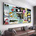 Quadro Decorativo Energia Grafite: Inspiração Urbana - quadros decorativos para sala 1 Tela, 1 Tela Horizontal - em ambiente decorado