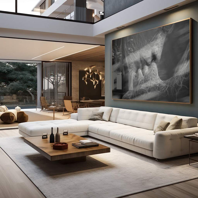 Quadro Decorativo: Beijo de Amor Intenso e Paixão - quadros decorativos para sala 1 Tela, 1 Tela Horizontal - em quarto contemporaneo