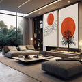 Quadro Decorativo: Crepúsculo Silencioso - Beleza e Paz - quadros decorativos 2 Telas, Abstratos e Geométricos - em sala moderna