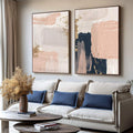 Quadro Decorativo Pincelada com Cores Suaves - quadros decorativos para sala 2 Telas, abstrato - em ambiente decorado