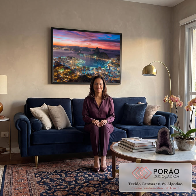 Quadro Decorativo: Emocionante Entardecer Carioca em sala de estar moderna - quadros decorativos para sala