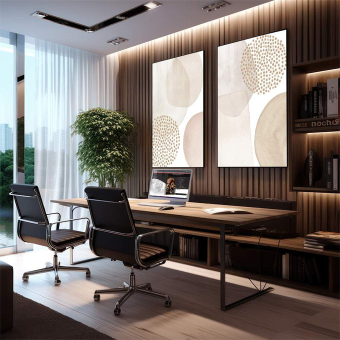 Quadro Decorativo: Elegância Rosa e Dourado em Abstrato - quadros decorativos para sala 2 Telas, abstrato - em living room premium