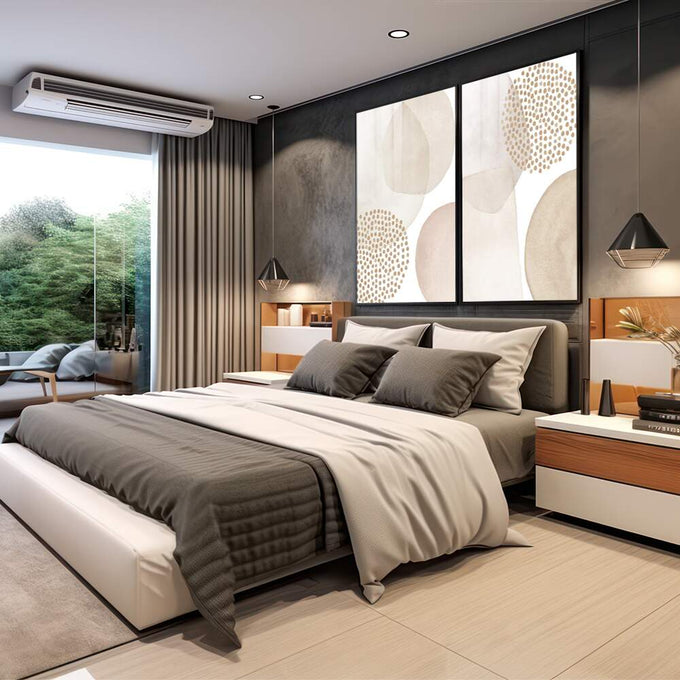 Quadro Decorativo: Elegância Rosa e Dourado em Abstrato - quadros decorativos 2 Telas, abstrato - em sala moderna