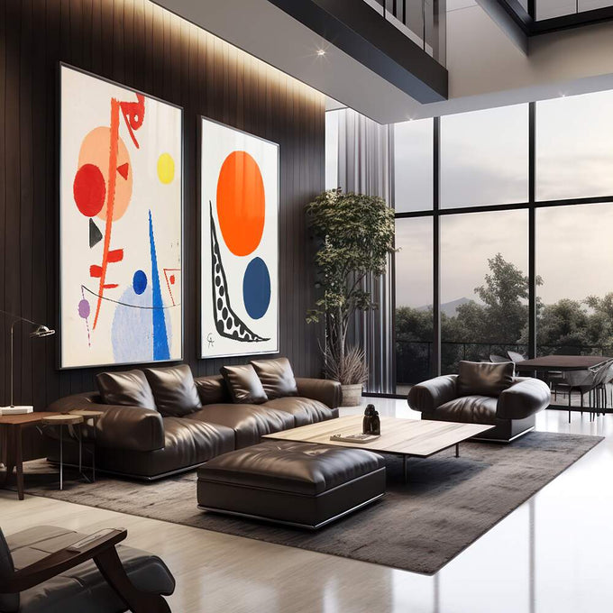 Quadro Decorativo Vibrações Coloridas - Transforme seu Espaço - quadros decorativos para sala 2 Telas, Abstratos e Geométricos - em quarto contemporaneo
