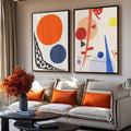 Quadro Decorativo Vibrações Coloridas - Transforme seu Espaço - quadros decorativos para sala 2 Telas, Abstratos e Geométricos - em ambiente decorado