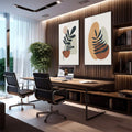 Quadro Decorativo Folhagens Minimalistas - quadros decorativos 2 Telas, Arte abstrata - em escritorio elegante
