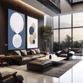 Quadro Decorativo: Abstração Cósmica, Toque Único - quadros decorativos 2 Telas, Abstratos e Geométricos - em escritorio elegante