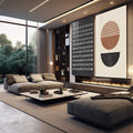 Quadro Decorativo: Geometria Abstrata Vibrante - quadros decorativos 2 Telas, arte abstrata - em sala moderna