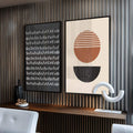 Quadro Decorativo: Geometria Abstrata Vibrante - quadros decorativos para sala 2 Telas, arte abstrata - em ambiente decorado