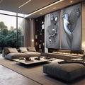 Quadro Decorativo: Elegância Metálica em Abstrato - quadros decorativos para sala 2 Telas, arte abstrata - em living room premium