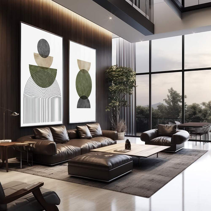 Quadro Decorativo: Inspiração Geométrica Única - quadros decorativos 2 Telas, abstrato - em escritorio elegante