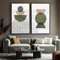 Quadro Decorativo: Inspiração Geométrica Única - quadros decorativos para sala 2 Telas, abstrato - em ambiente decorado