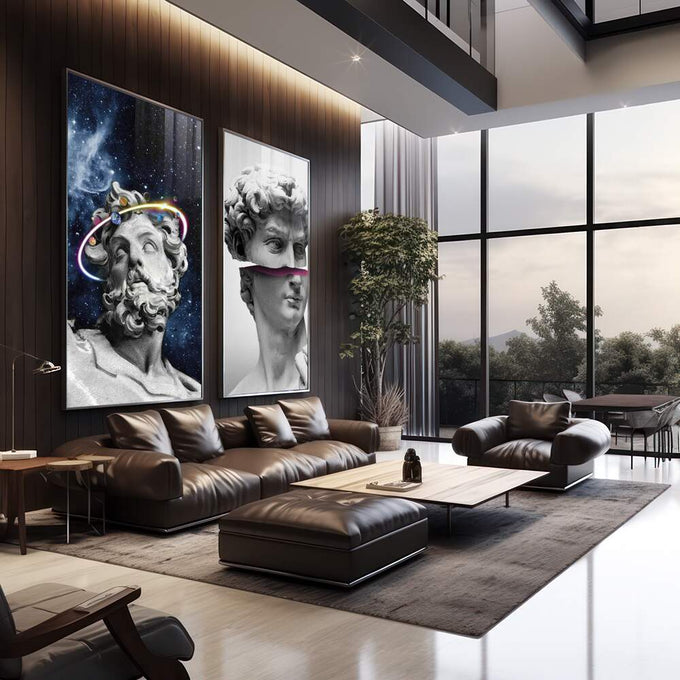 Quadro Decorativo: Bustos Clássicos - Transforme seu Espaço - quadros decorativos para sala 2 Telas, abstrato - em quarto contemporaneo