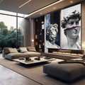 Quadro Decorativo: Bustos Clássicos - Transforme seu Espaço - quadros decorativos 2 Telas, abstrato - em sala moderna