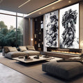 Quadro Decorativo Divindades Gregas: Contraste Único - quadros decorativos para sala 2 Telas, ambientação premium - em living room premium