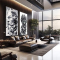 Quadro Decorativo Divindades Gregas: Contraste Único - quadros decorativos 2 Telas, ambientação premium - em sala moderna