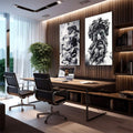 Quadro Decorativo Divindades Gregas: Contraste Único - quadros decorativos para sala 2 Telas, ambientação premium - em quarto contemporaneo