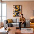 Quadro Decorativo Abstrato Energizante em sala de estar moderna - quadros decorativos para sala