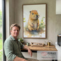Quadro Decorativo Capivara Feliz: Alegria para o Quarto Infantil em escritorio moderno - quadros decorativos para sala