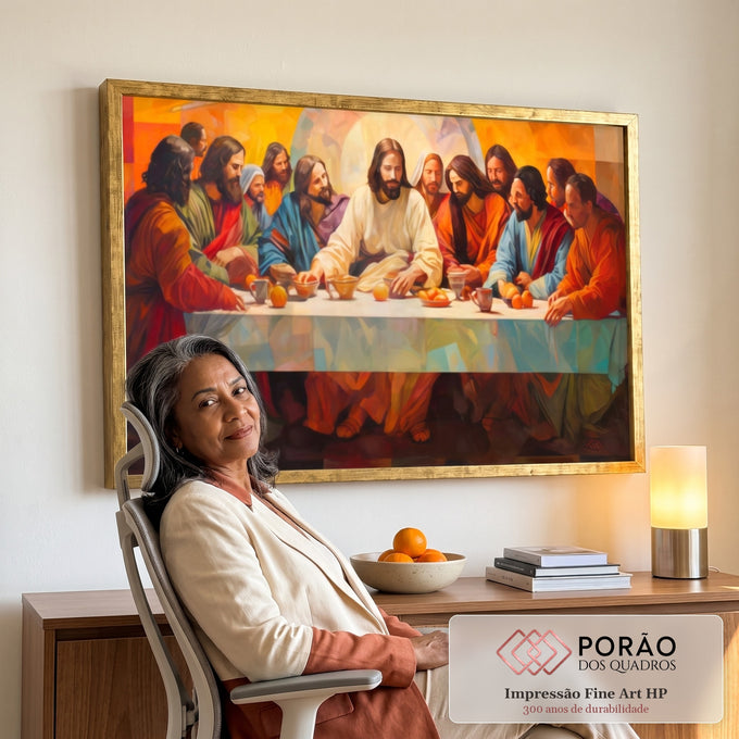 Quadro Decorativo Santa Ceia - Arte e Sofisticação para o Seu Lar em escritorio moderno - quadros decorativos para sala