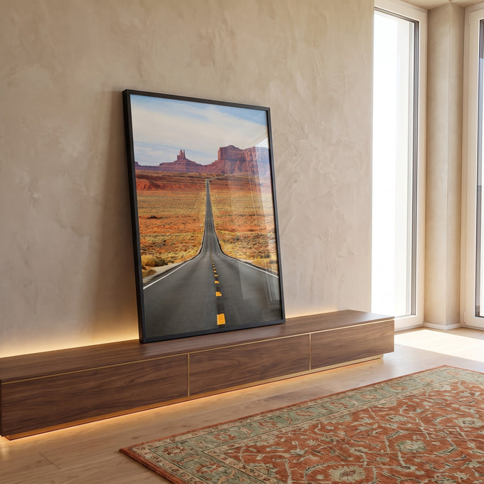 Quadro Decorativo Estrada para o Infinito: Revele Seu Caminho em ambiente decorado - quadros decorativos para sala