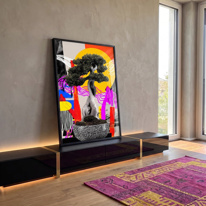 Quadro Decorativo Bonsai Energizante em ambiente decorado - quadros decorativos para sala