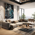 Quadro Decorativo Deus do Mar: Poder e Mistério - quadros decorativos para sala 1 Tela Vertical, 3 Telas - em living room premium