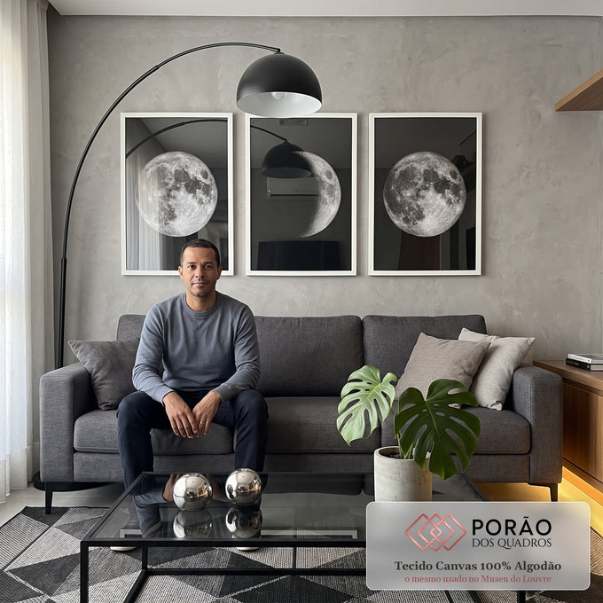 Quadro Decorativo Mistério Lunar: Transforme seu Ambiente em sala de estar moderna - quadros decorativos para sala