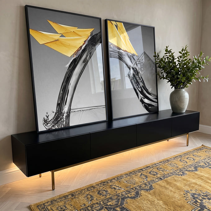 Quadro Decorativo Impressionante: Origami Celestial em ambiente decorado - quadros decorativos para sala