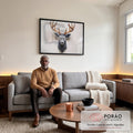 Quadro Decorativo 3D Animais - Cervo Elegante para Decoração Sofisticada em sala de estar moderna - quadros decorativos para sala