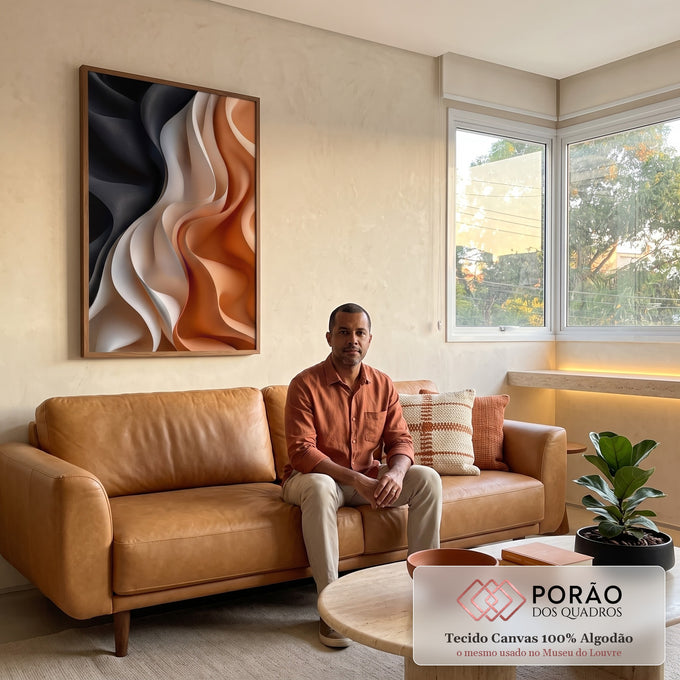 Quadro Decorativo Fluidez Abstrata Arte que Transforma em sala de estar moderna - quadros decorativos para sala