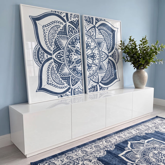 Quadro Decorativo: Mandalas para Paz Interior em ambiente decorado - quadros decorativos para sala