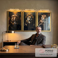 Quadro Decorativo Três Animais Executivos - Estilo Sofisticado para Sua Decoração em escritorio moderno - quadros decorativos para sala