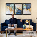Quadro Decorativo Nórdico c/ Toque Dourado ? Exclusividade Total em sala de estar moderna - quadros decorativos para sala