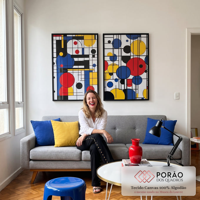 Quadro Decorativo Abstrato Geométrico - Energia e Harmonia para Seu Espaço em sala de estar moderna - quadros decorativos para sala