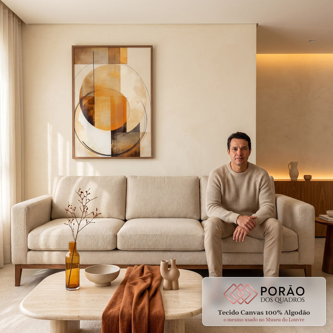 Quadro Decorativo Geométrico Moderno Círculos em Harmonia em sala de estar moderna - quadros decorativos para sala