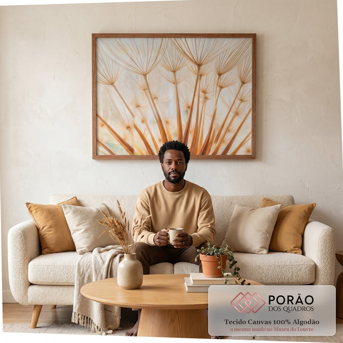 Quadro Decorativo Serenidade Floral Sofisticada em sala de estar moderna - quadros decorativos para sala
