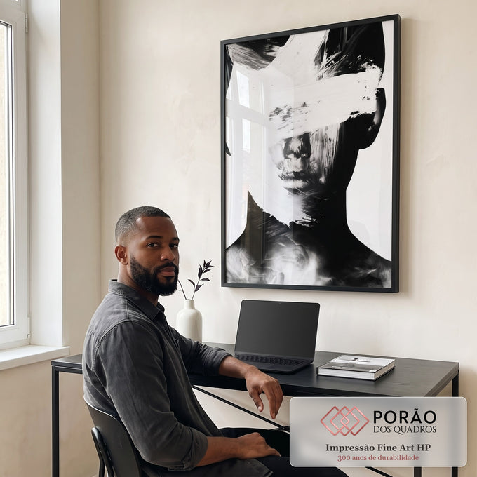 Quadro Decorativo Mistério em Preto e Branco em escritorio moderno - quadros decorativos para sala