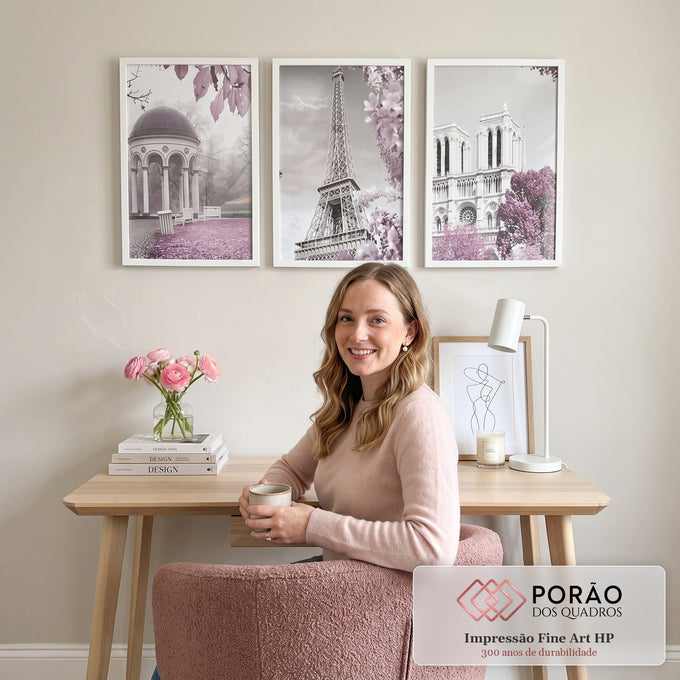 Quadro Decorativo Primavera em Paris: Encante-se! em escritorio moderno - quadros decorativos para sala