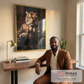 Quadro Decorativo Tigre Executivo - Arte Sofisticada para Ambientes Elegantes em escritorio moderno - quadros decorativos para sala