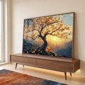 Quadro Decorativo Árvore da Vida Inspiração Sobre O Nascimento Do Sol em ambiente decorado - quadros decorativos para sala