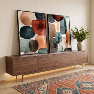 Quadro Decorativo Abstrato Moderno em ambiente decorado - quadros decorativos para sala