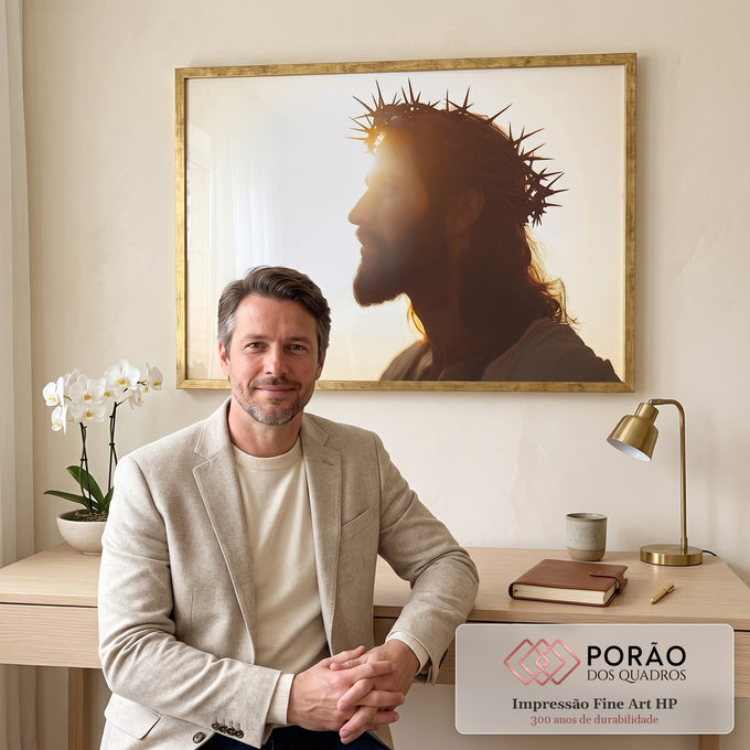Quadro Decorativo A Força da Fé de Jesus cristo em escritorio moderno - quadros decorativos para sala